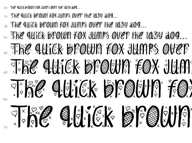 Hey Cutie font waterfall